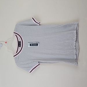 Btween Short Sleeve Crew Neck Knit Ringer T-Shirt - Gray, Large